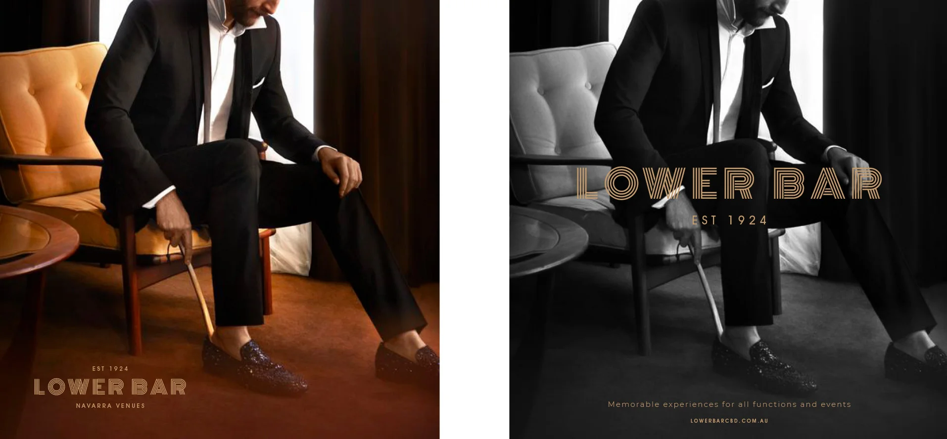 Lower Bar rebrand: colour and monochrome execution