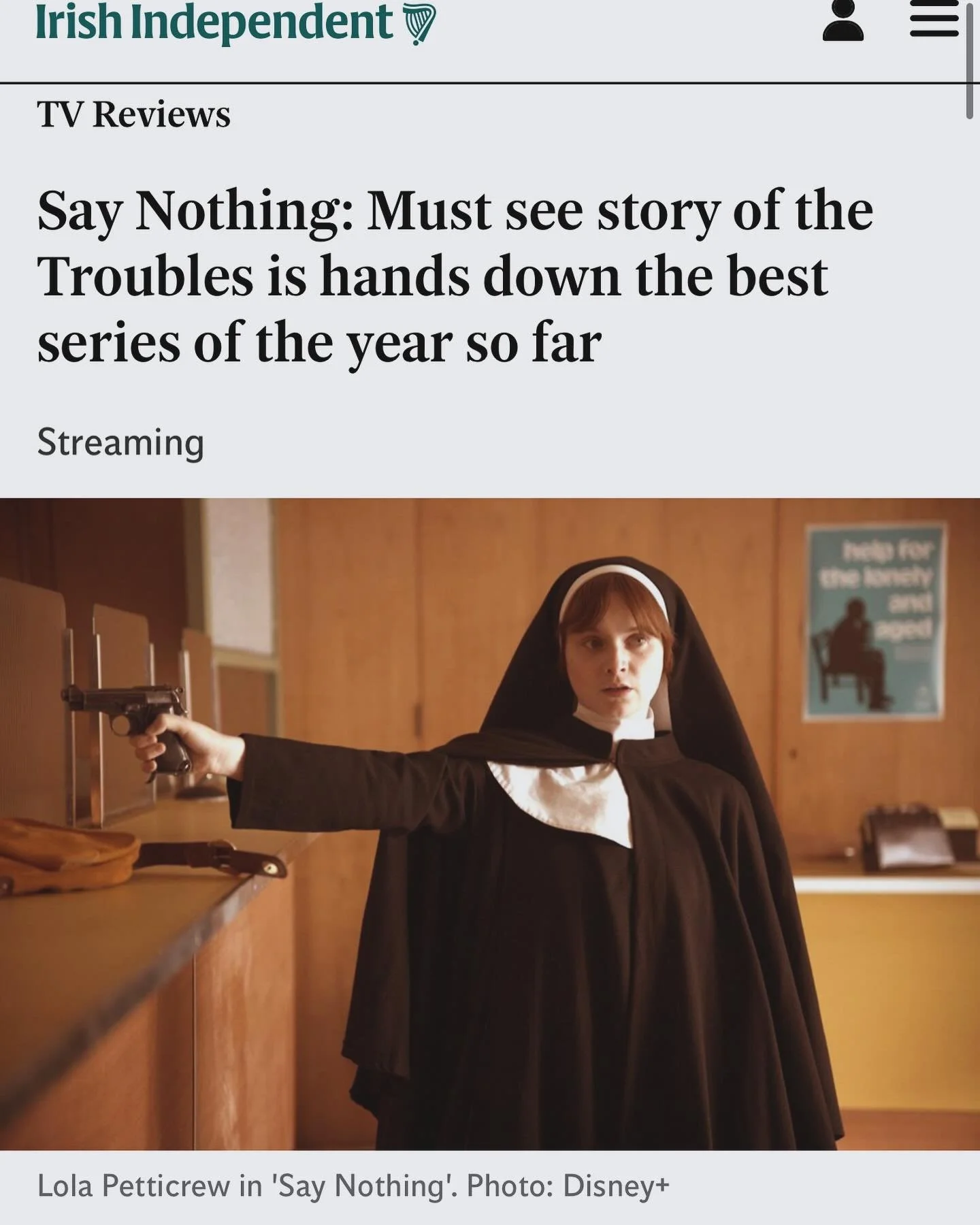 Wonderful reviews coming in. So proud of this show! #SayNothing @fxnetworks @praddenkeefe @monlevla @crashbpm @my_name_is_rebecca_autumn @emmakpainter @what_kate_did_and_didnt_do @dec_obrien @tlofilmservices @woll_69 @ianhutchinson100 @josiegrappa @c