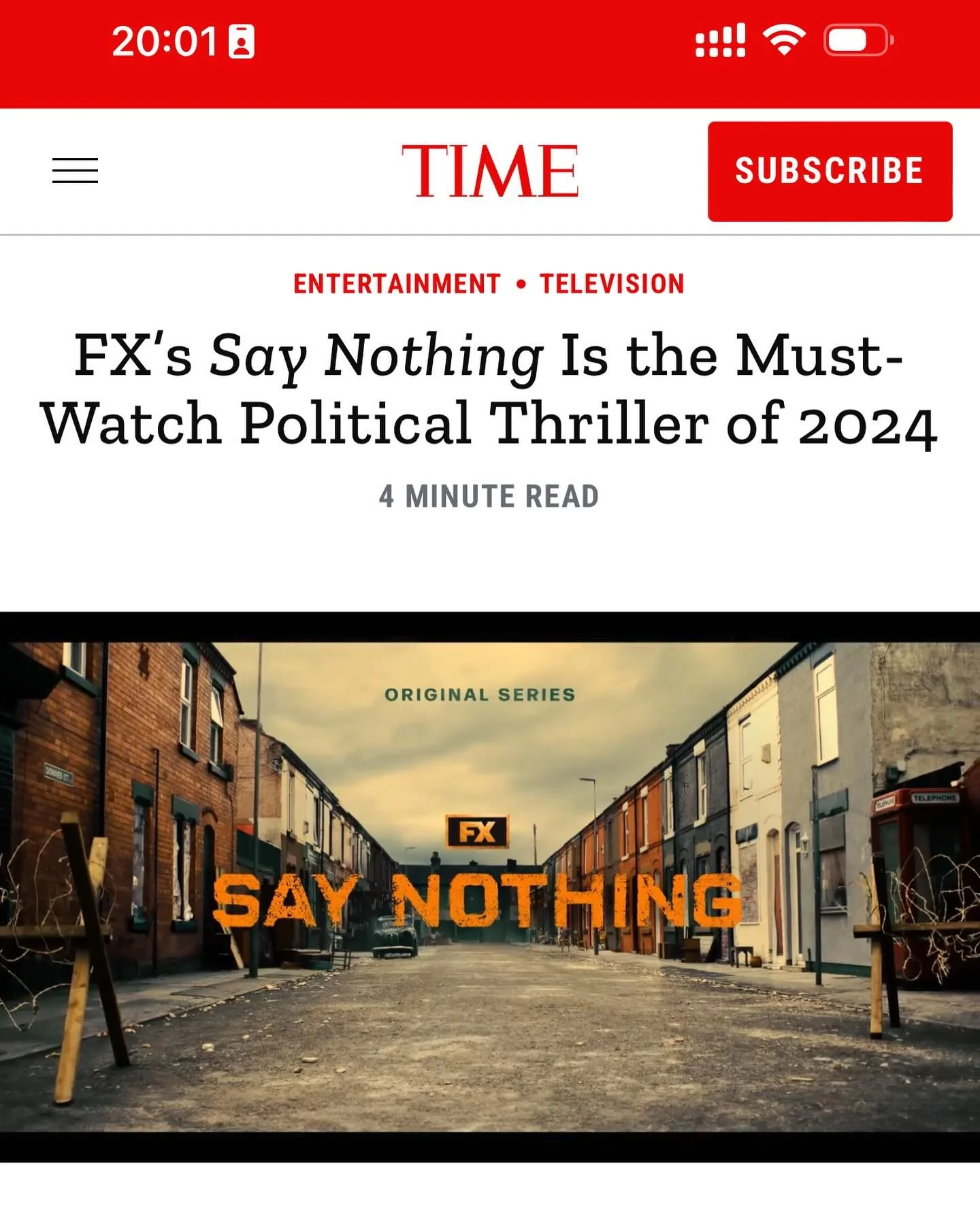 Incredible reviews for our wonderful show #SayNothing. Blown away by this response! Go watch it now on Disneyus or Hulu! @fxnetworks #productiondesigner @utaproductionarts @unitedtalent