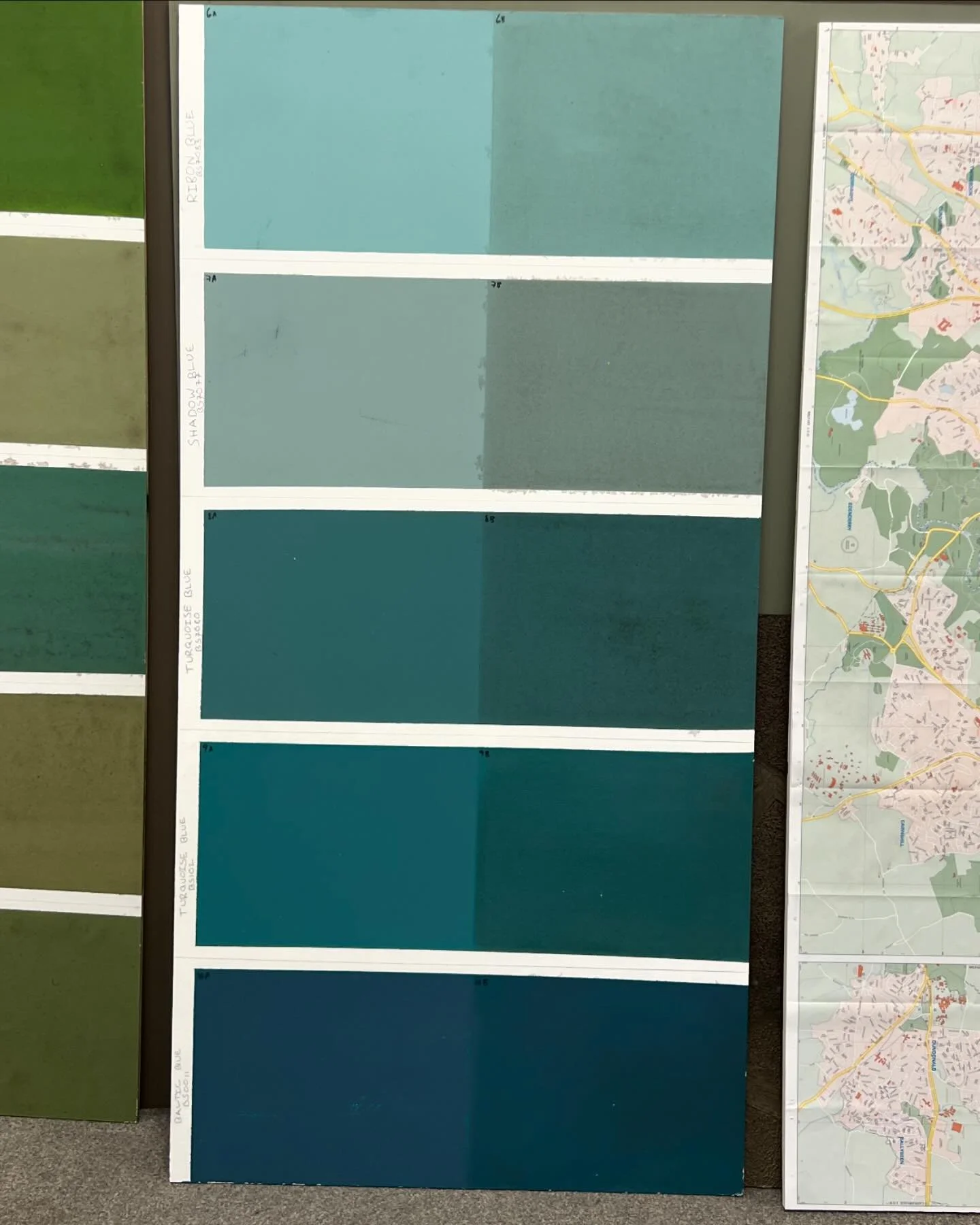 Say Nothing Colours&hellip; I spent hours trawling through old palettes and buying vintage swatches. My British Standard BS2660 paint swatch was always at hand! I ended up with large boards of colours in my office, clean and aged, always available to