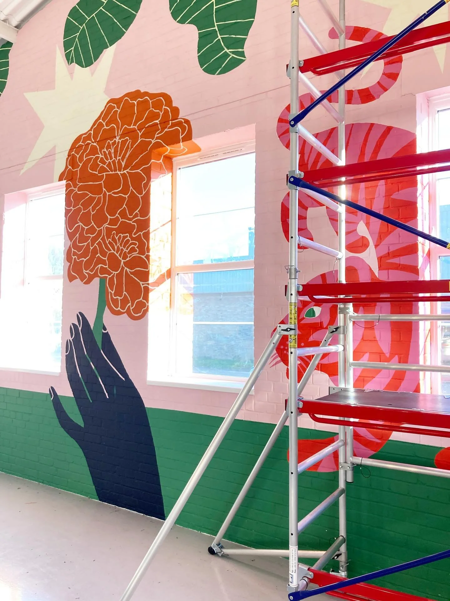 I&rsquo;ve just spent a few days painting a mural for @handbrewco in their new tap room @yardbyhand . 
I initially created this artwork a while back for their collaboration with Dishoom and they wanted to scale it up for this new venue. So great to s