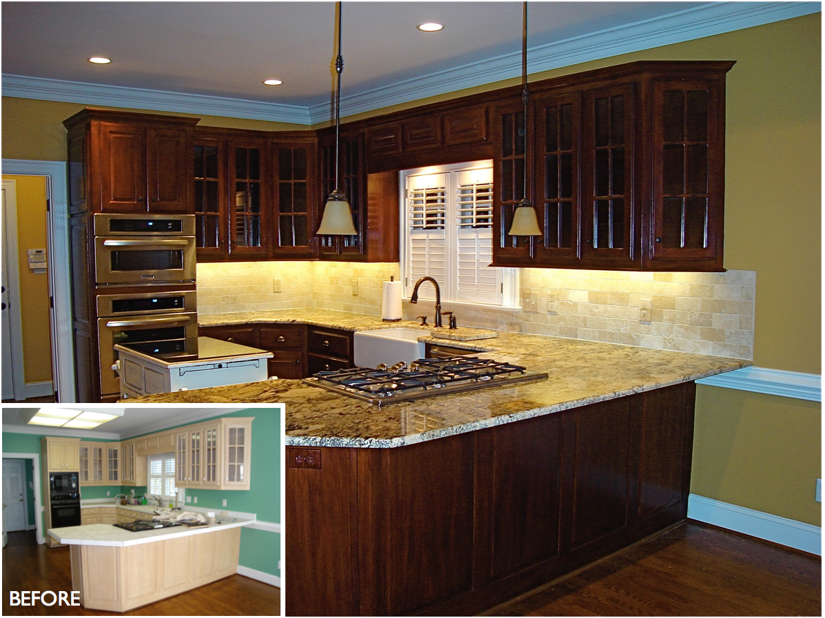 Hand Brushed Mahogany Kitchen Refinish