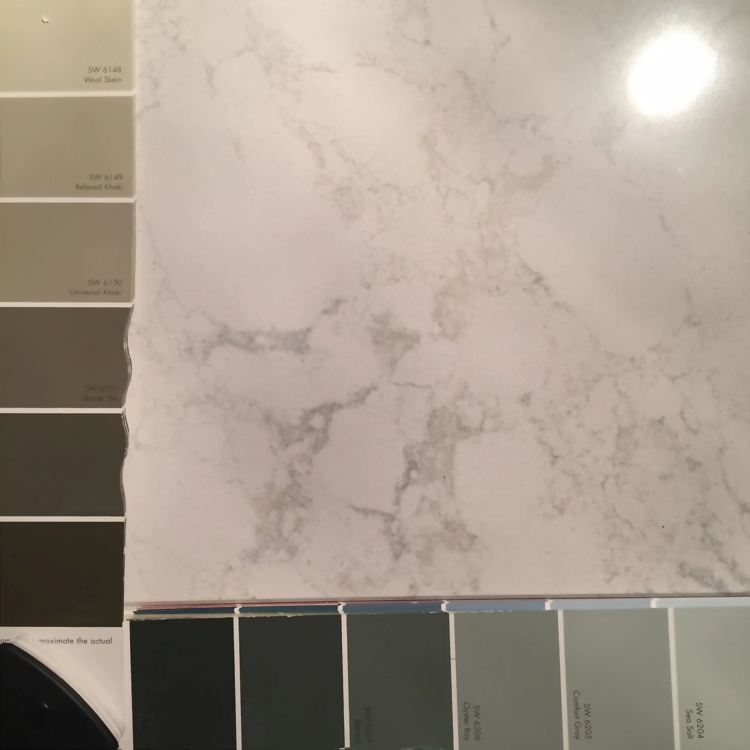 Choose colors from anchor elements such as countertops, rugs or window treatments