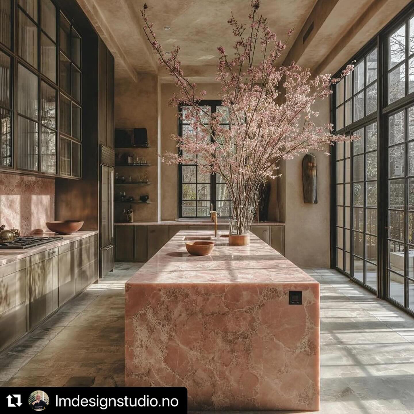 #Repost @lmdesignstudio.no with @use.repost
・・・
This kitchen stands as a testament to unity and strength. The monolythic island with its singular, cohesive presence commands attention with its sheer simplicity and grandeur. It speaks of a unified vis