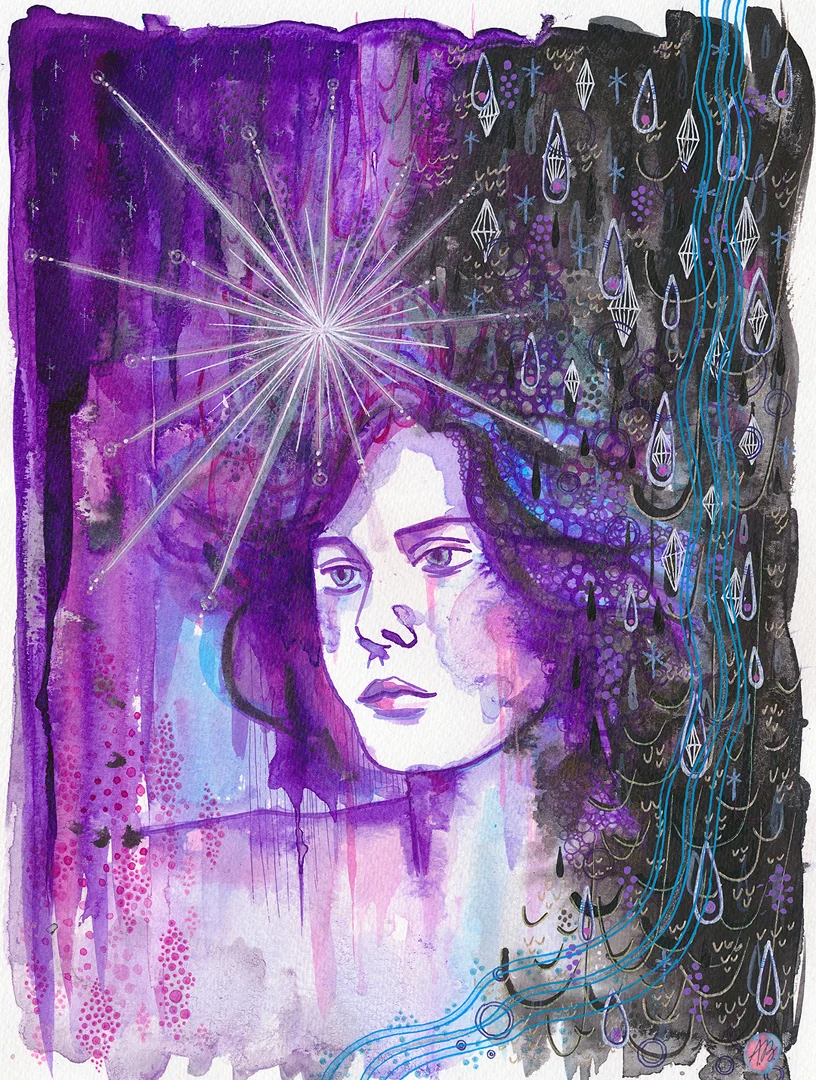 Star , ink and gelly rolls on 24x32
