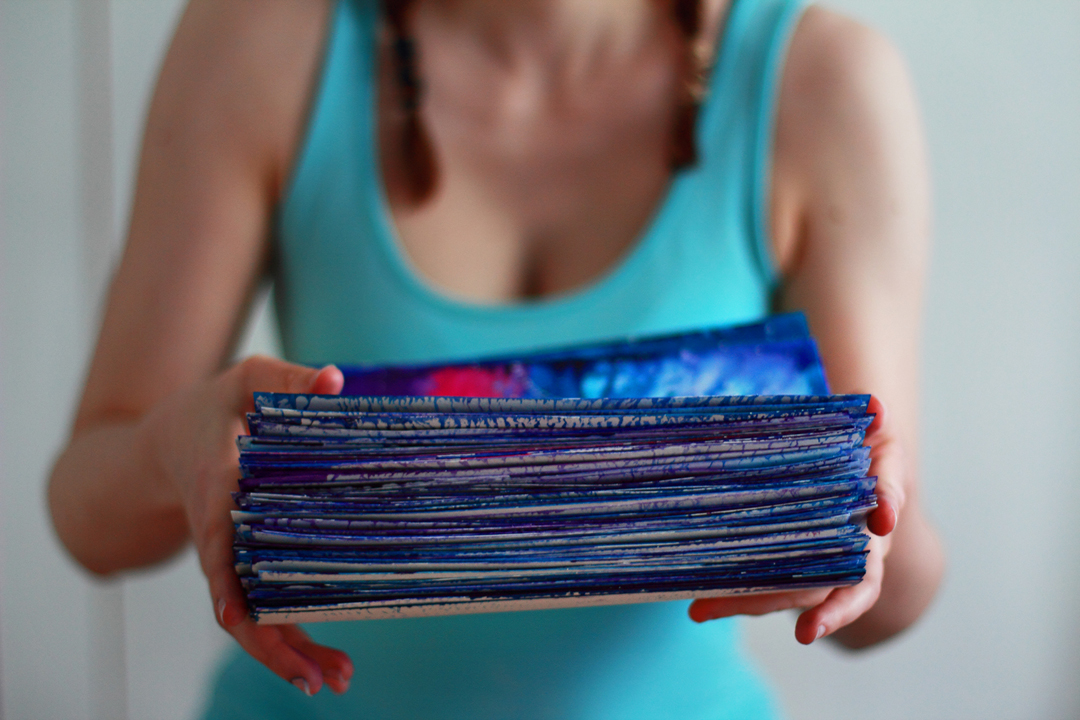Here's a stack of dry ink textures, almost finished and ready to be scanned.