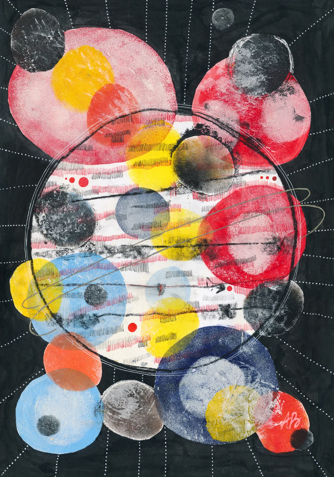 A congregation of peculiar orbs , ink on 30x42cm paper.