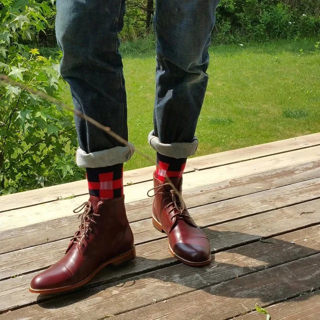 Diggin' on our new @tawnygoods boots (they look damn good with these @coleandparker socks, too...)
#menswear #style