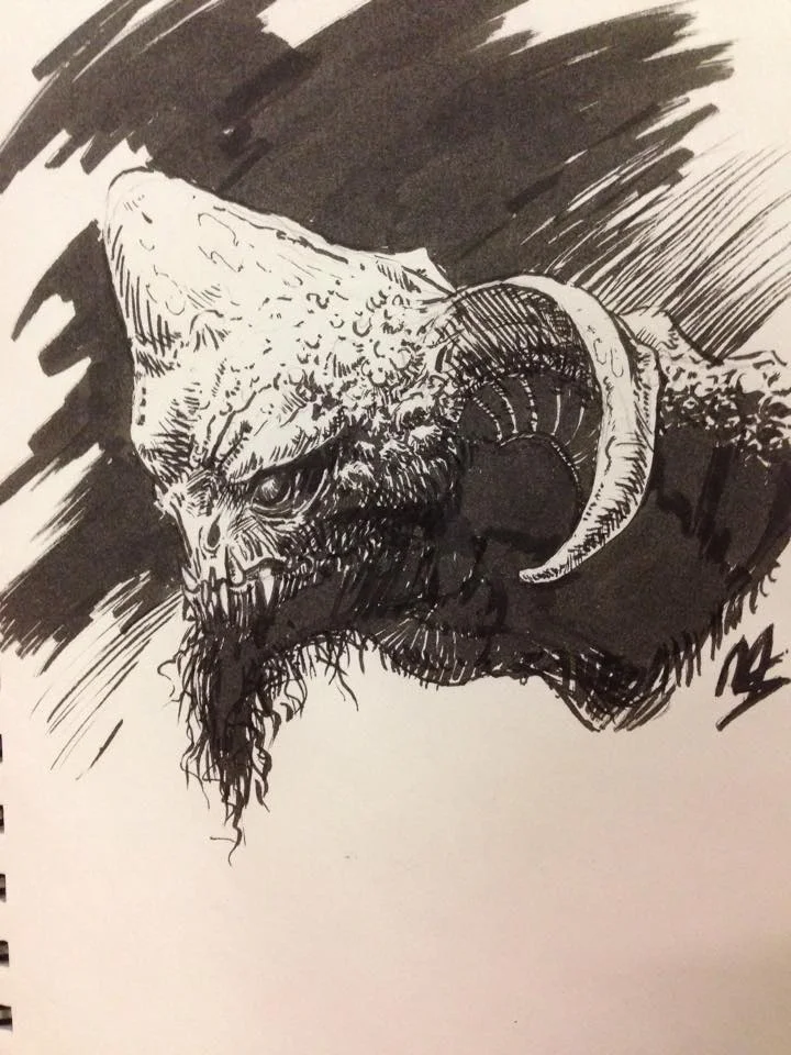 Kernuff 5" x 5" Pen and Ink