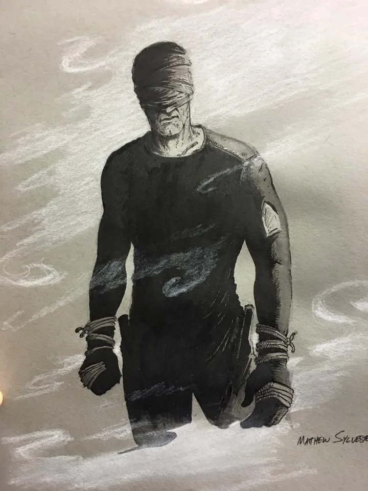 Daredevil 8" x 10" Pen and Ink with Colored Pencil
