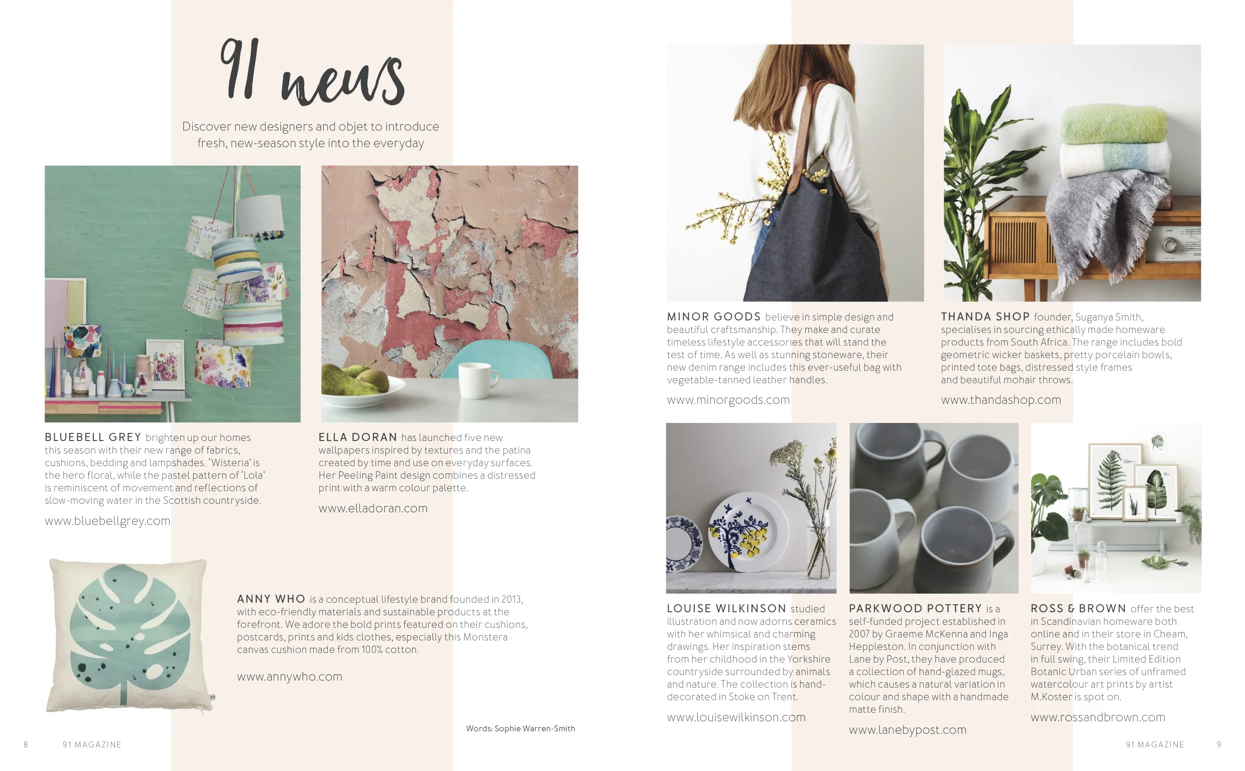 91 Magazine, May 2016, Lane & Parkwood Pottery stoneware mugs