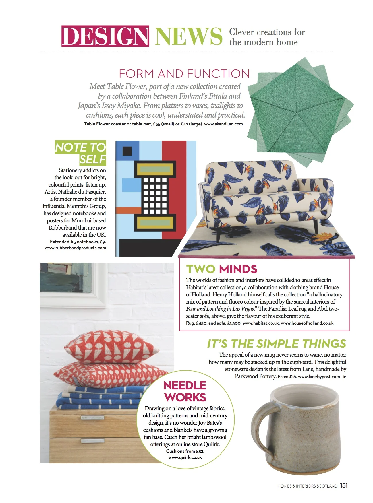 Homes & Interiors Scotland, April 2016, Lane & Parkwood Pottery Stoneware Mug - Granite Blue