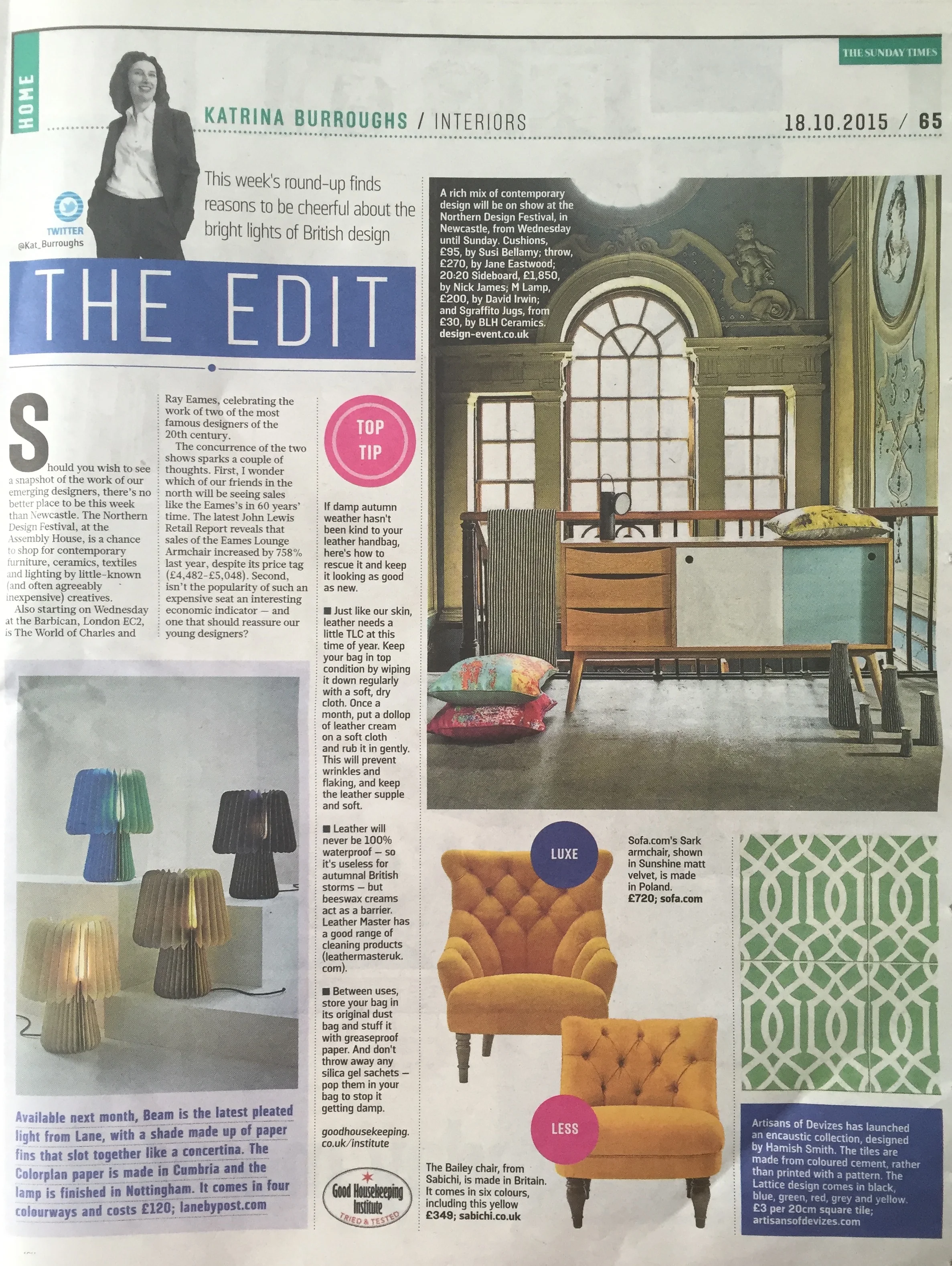 The Sunday Times Home, October 2015, Beam Table Lamp