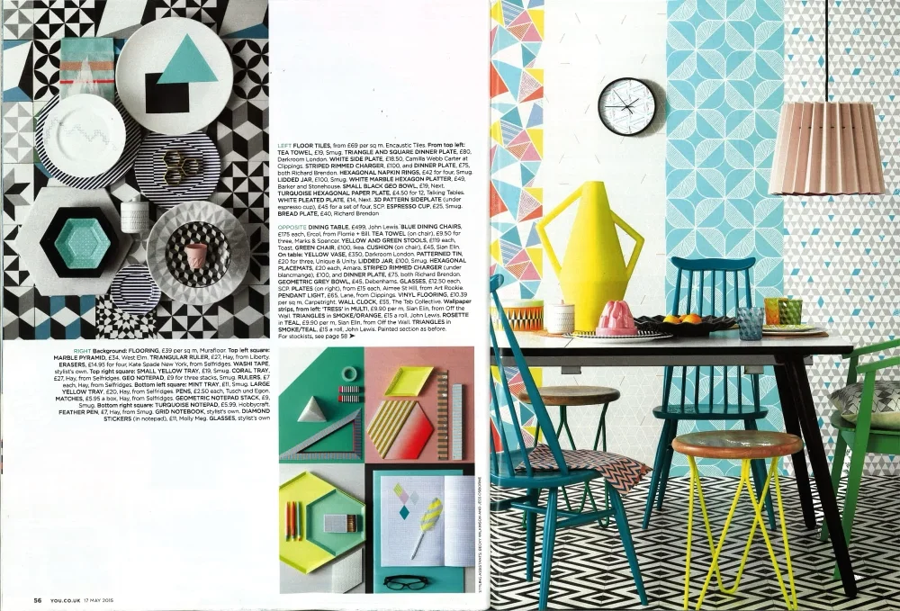 You Magazine, May 2015, Lane & Little Greene Twin Tone Lampshade - Light Peachblossom & Carmine