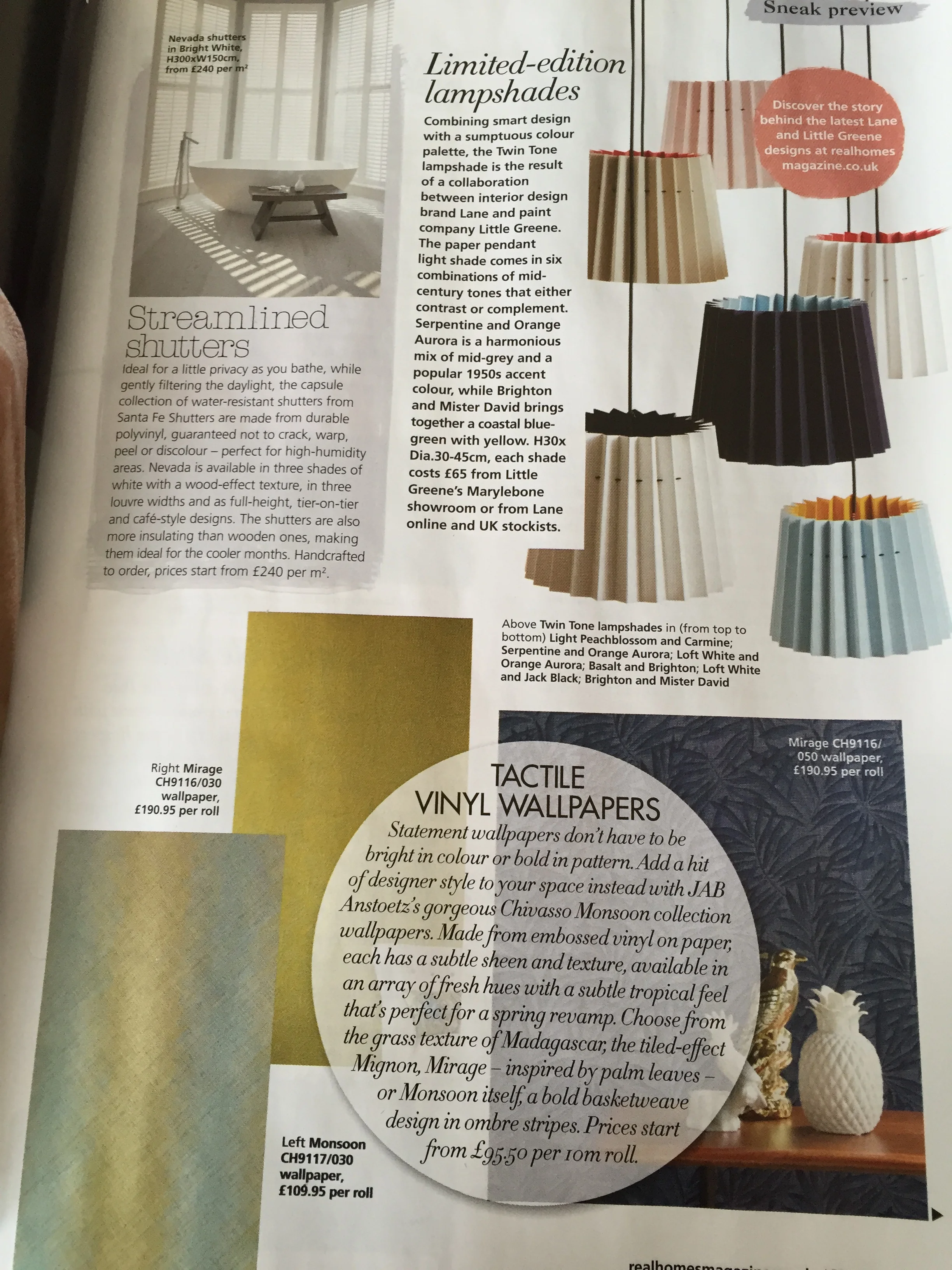 Real Homes, April 2015, Lane & Little Greene Twin Tone Lampshades