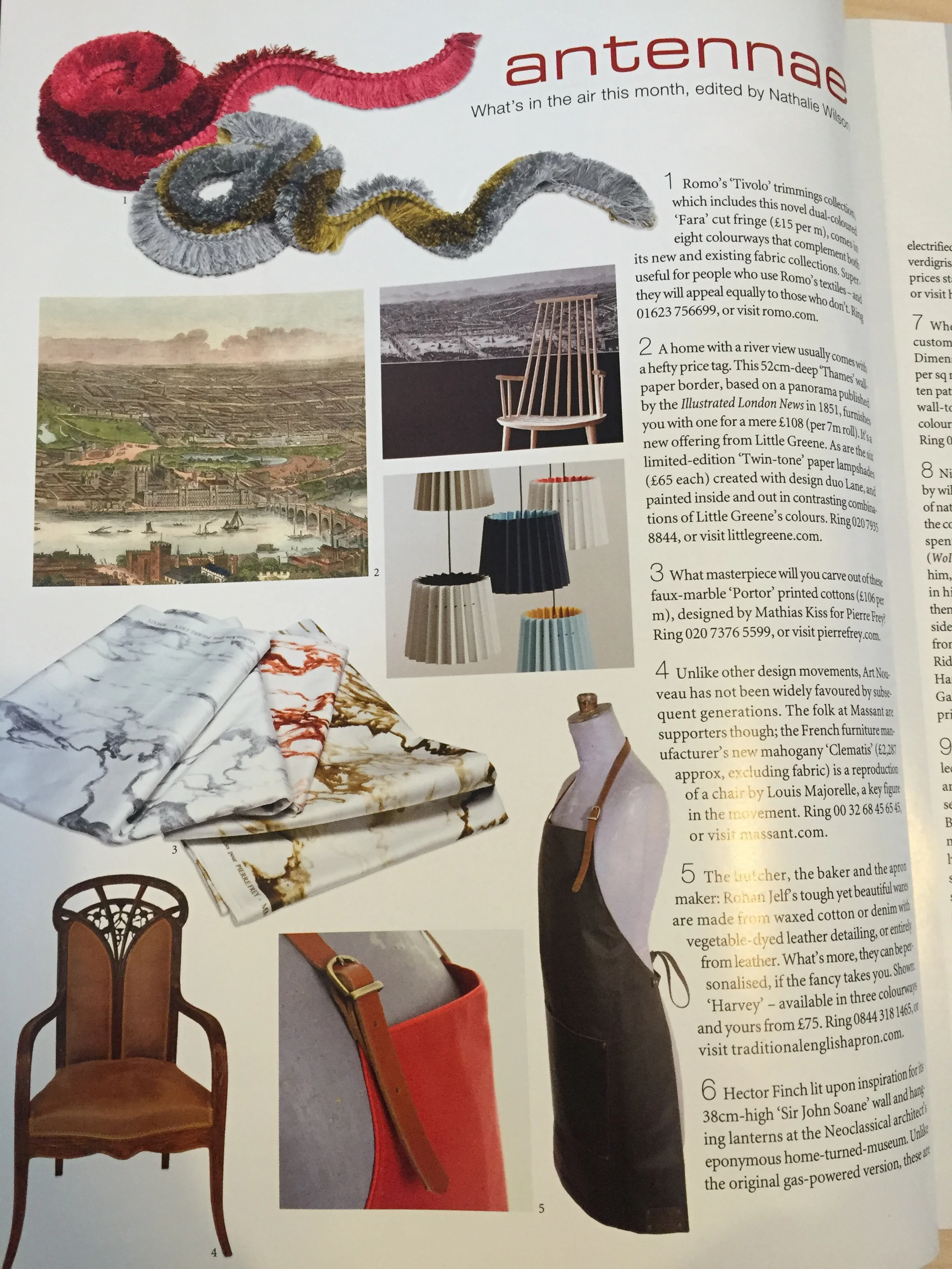 World of Interiors, February 2015, Lane & Little Greene Twin Tone Lampshades