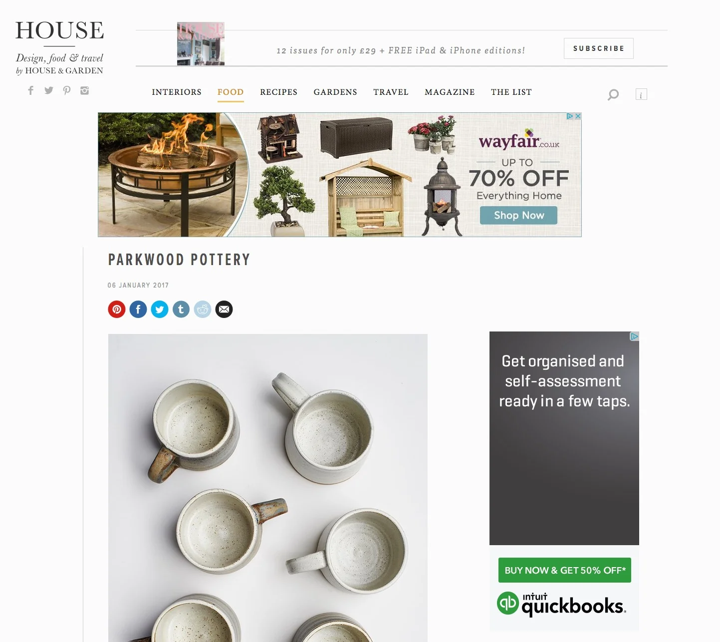 House , January 2017, Lane & Parkwood Pottery Stoneware Mugs