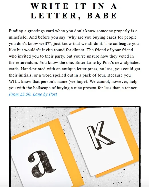Emerald Street, May 2017, Alphabet Letterpress Greetings Cards