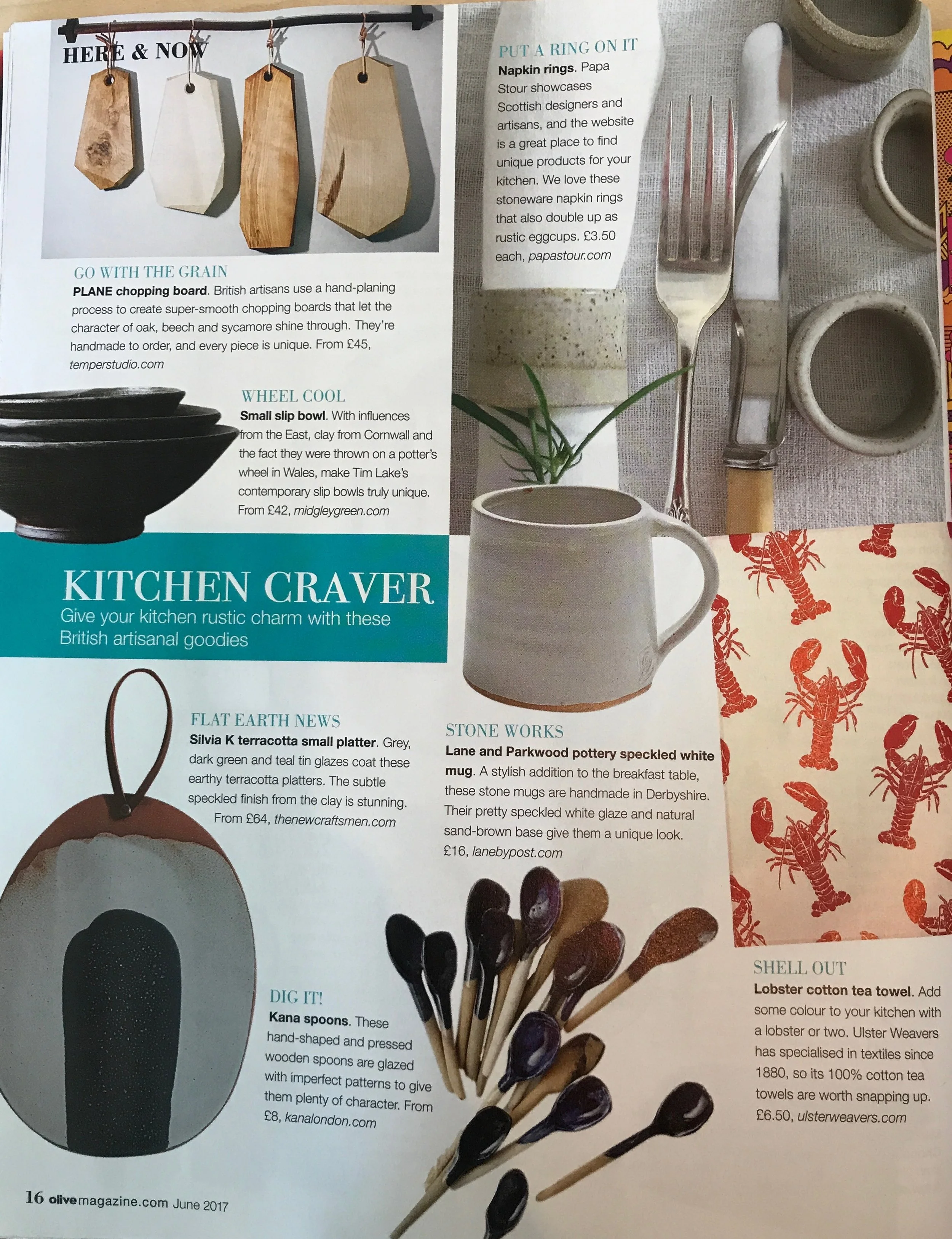 Olive Magazine, Speckled White Stoneware Mug, June 2017