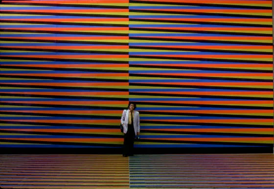 Architectural Integrations: 1970 - 1979: 'Pisos y muros de color aditivo en el hall central del aeropuerto', Carlos Cruz-Diez. Simón Bolívar International Airport, Maiquetía, Venezuela. Dim. 270 x 9 m (295 1/4 x 9 27/32 yd). Credit: © Atelier Cruz-Diez Paris .