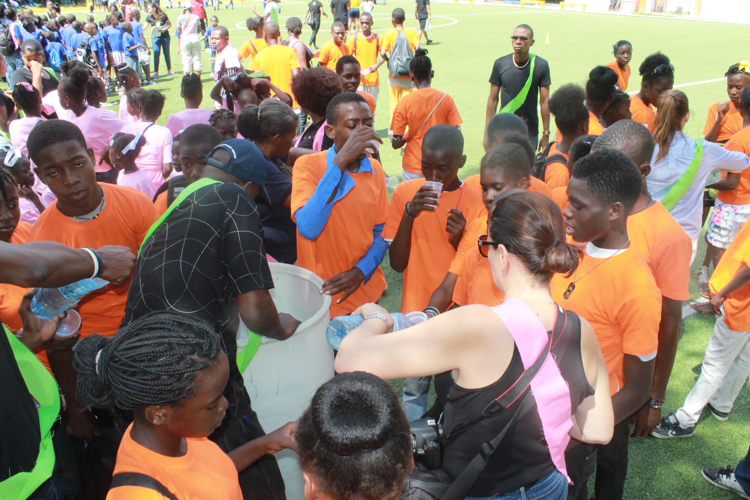   Each activity had a water station with water donated by Brana.&nbsp;  (Photo credit: Max Edward Hollant)  