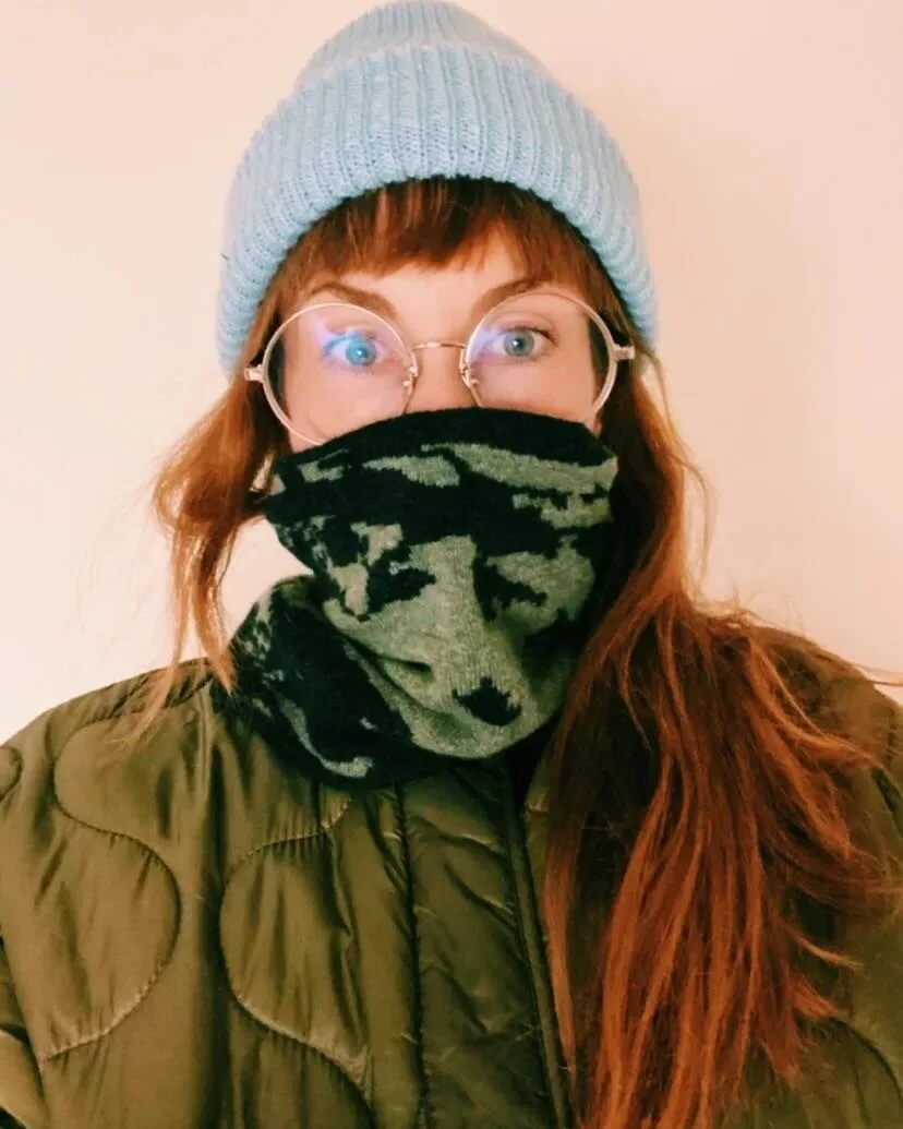 Landscape green and charcoal snood! Maybe I need to make more of these