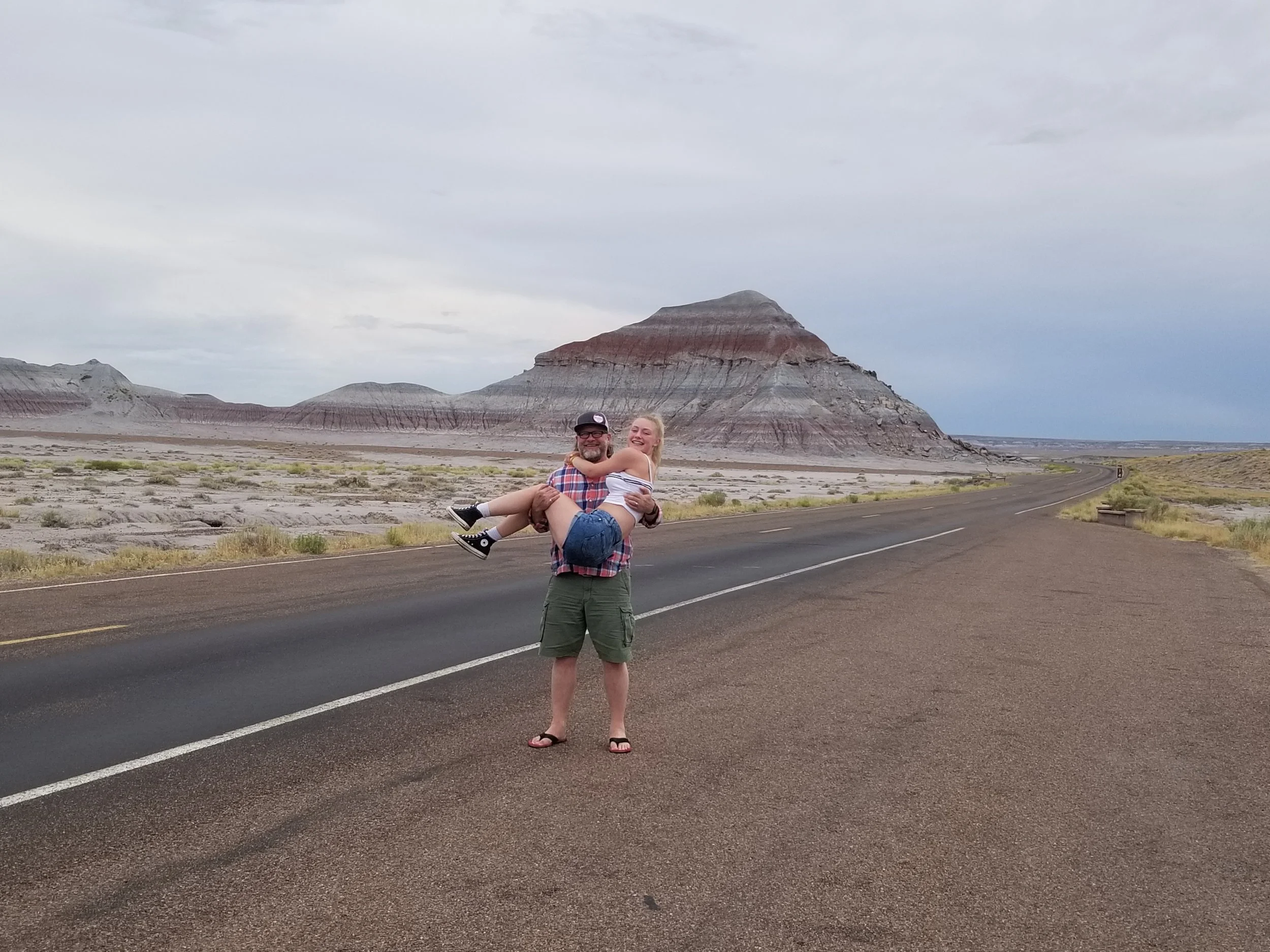 Husband and Dicka in the Petrified Forest National Park, Arizona