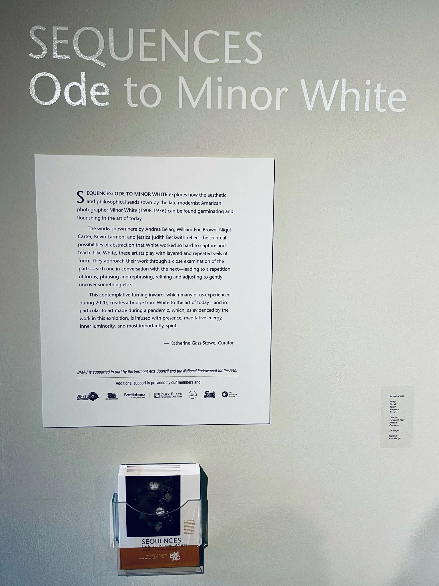 Brattleboro Museum — "Ode to Minor White" group exhibition