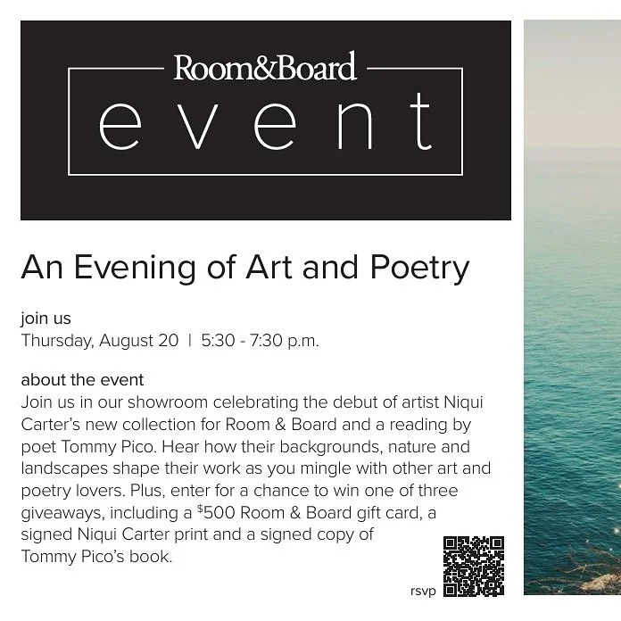 This Thursday in Los Angeles ✨

I&rsquo;ll be @roomandboard in Culver City for an evening of art and poetry celebrating the debut of my new collection with Room &amp; Board.

I&rsquo;ll be in conversation alongside poet Tommy Pico, talking about our 