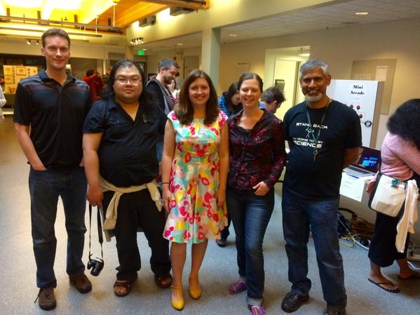 The Maker Labs Fellowship Team a the 1st NWAIS Maker Fest. From left: Jeff Tillinghast (University Prep), Wing L. Mui (Overlake), Adrienne Gifford (Open Window School), Geneva Hinchliffe (Overlake), and Santosh Zachariah (Evergreen)