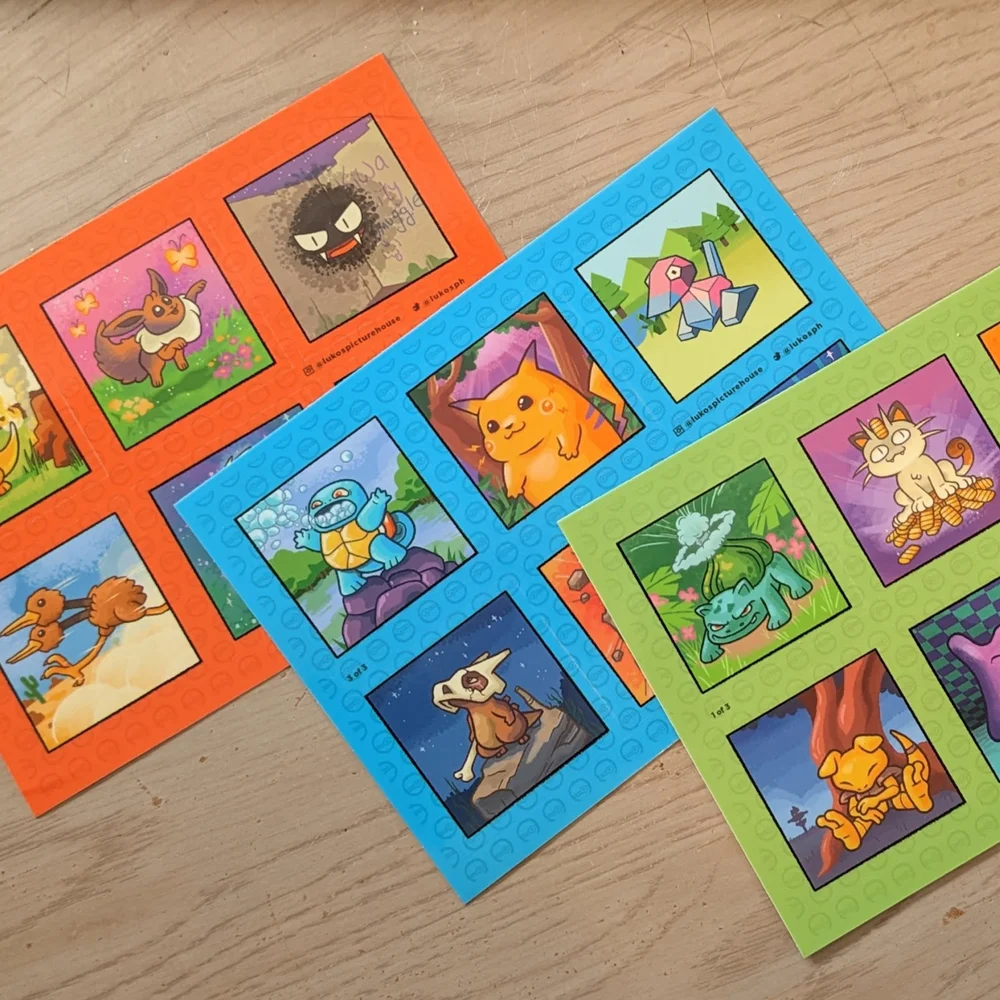 Pokemon Card Sticker Sheet - Red Luko's Picture House Pokemon Card Sticker Sheet - Red Luko's Picture House