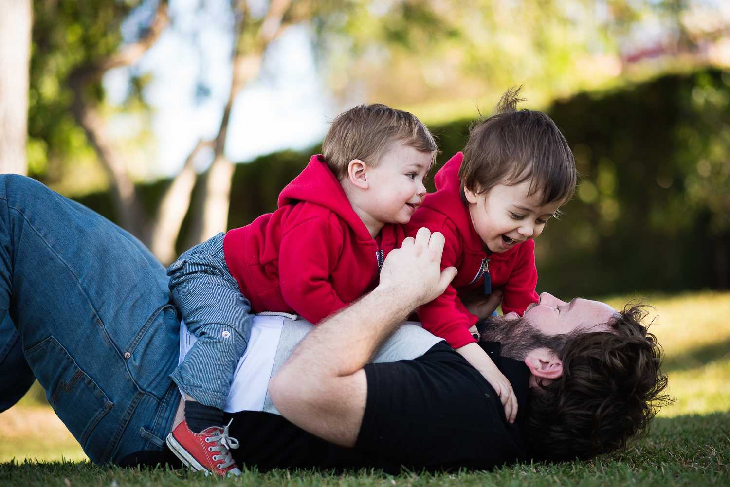 1. Here are my two nephews playing with their dad. I love this scene because how perfectly shows their purest wild essence while at the same time it reminds me about those priceless father & son moments.