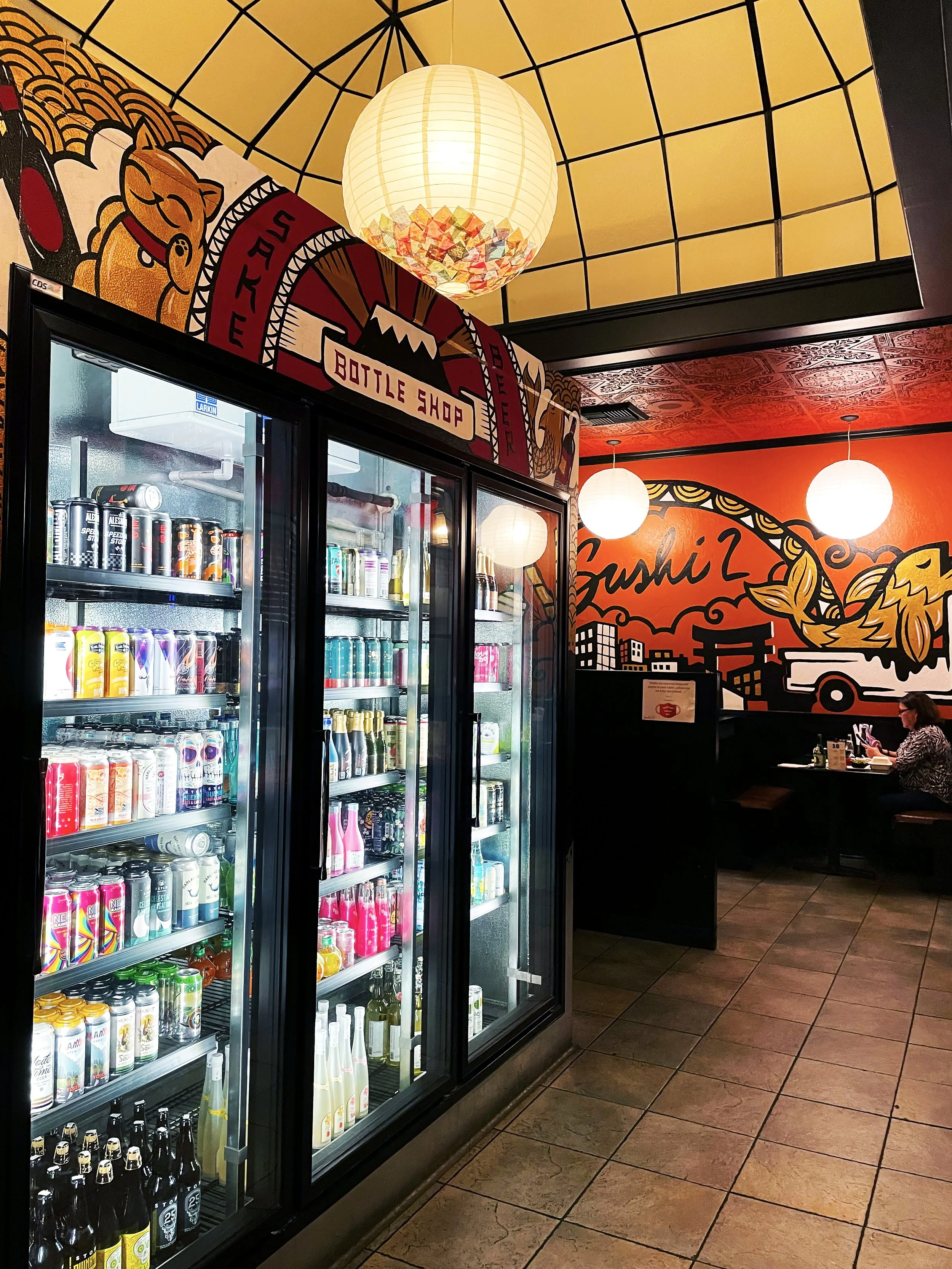 Big selection of Craft Beer, Ciders and Wine, 4 packs available to go or single cans available for here!