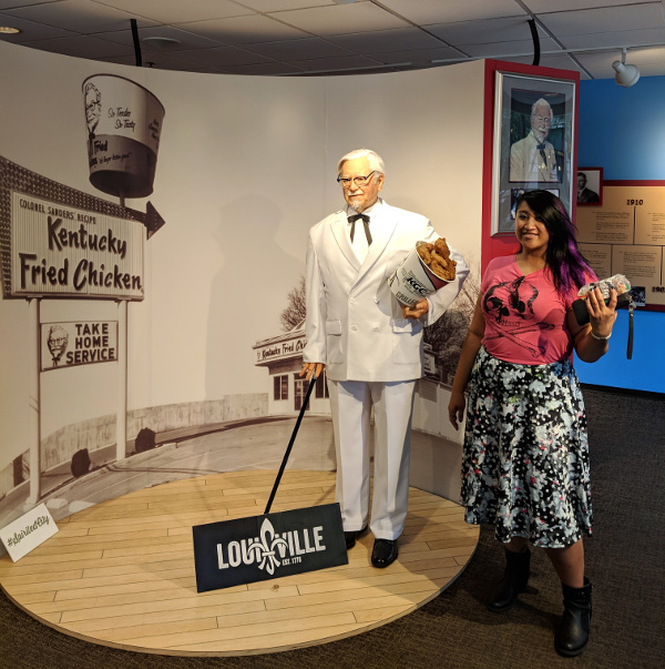 Posing by the KFC/Colonel Sanders info stop at the Visitor Center.