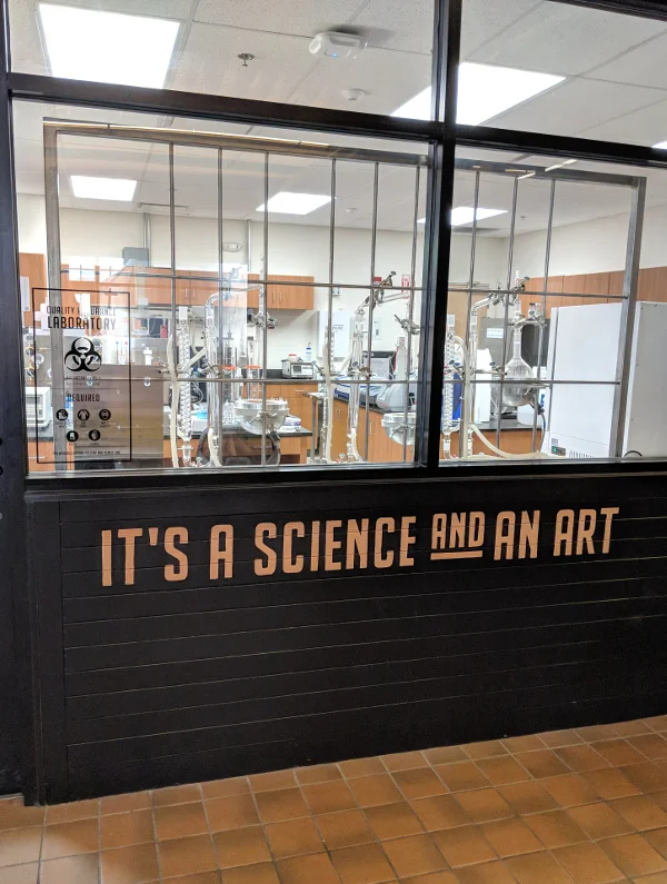 Outside the quality and testing lab at Angel’s Envy.