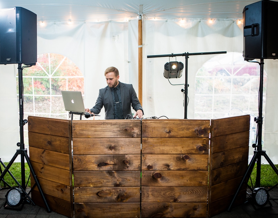 Custom DJ Booth / Courtesy of : www.nathanfiskephotography.com Wedding @ Monadnock Berries Farm NH