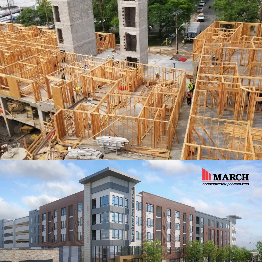 Aerial photo of our Current on The River Luxury Apartments project, coming along beautifully!