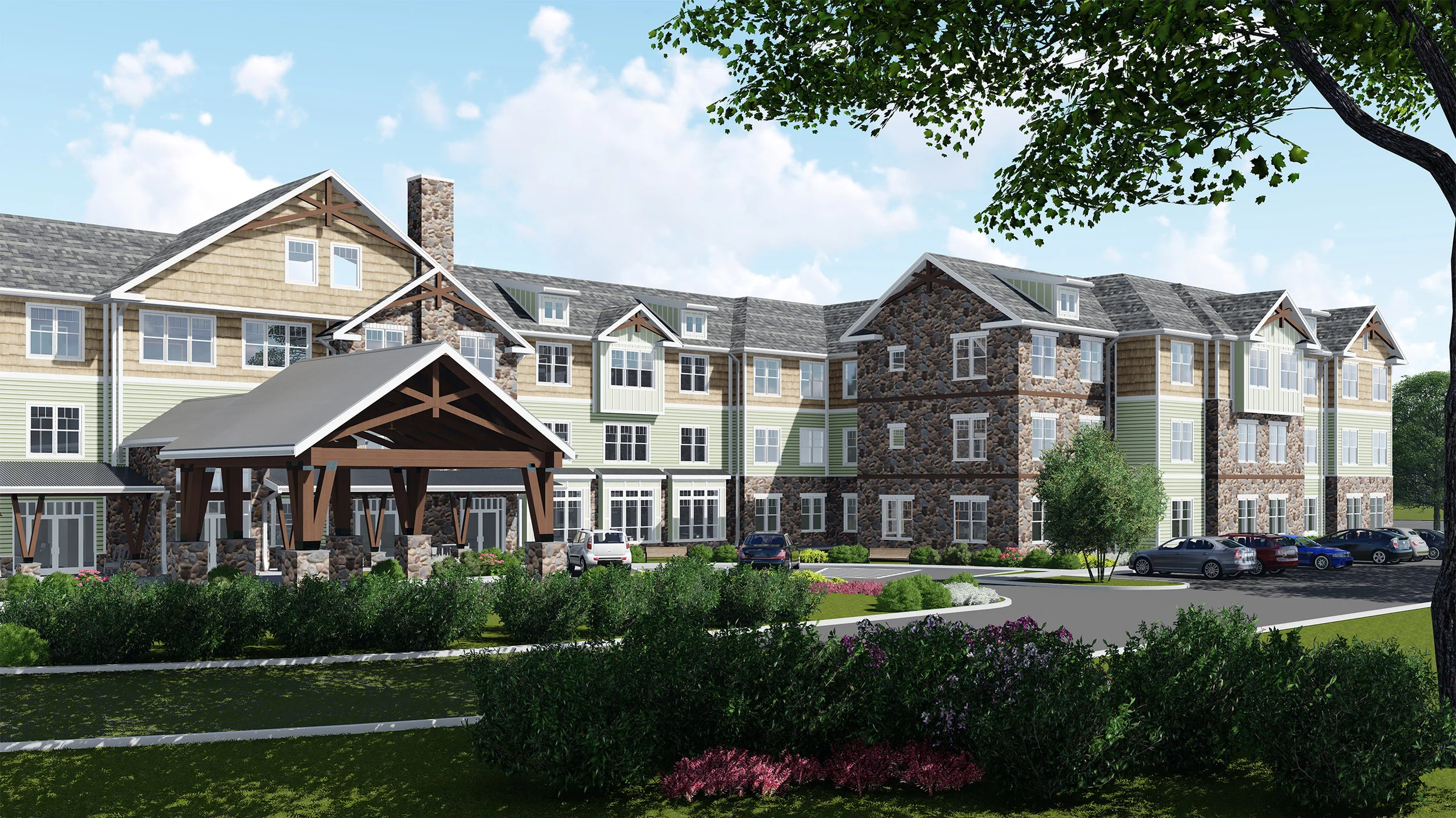 Drone Pass of Capitol Seniors Housing Project "Stonybrook" in Greenburgh, NY built by March Construction
