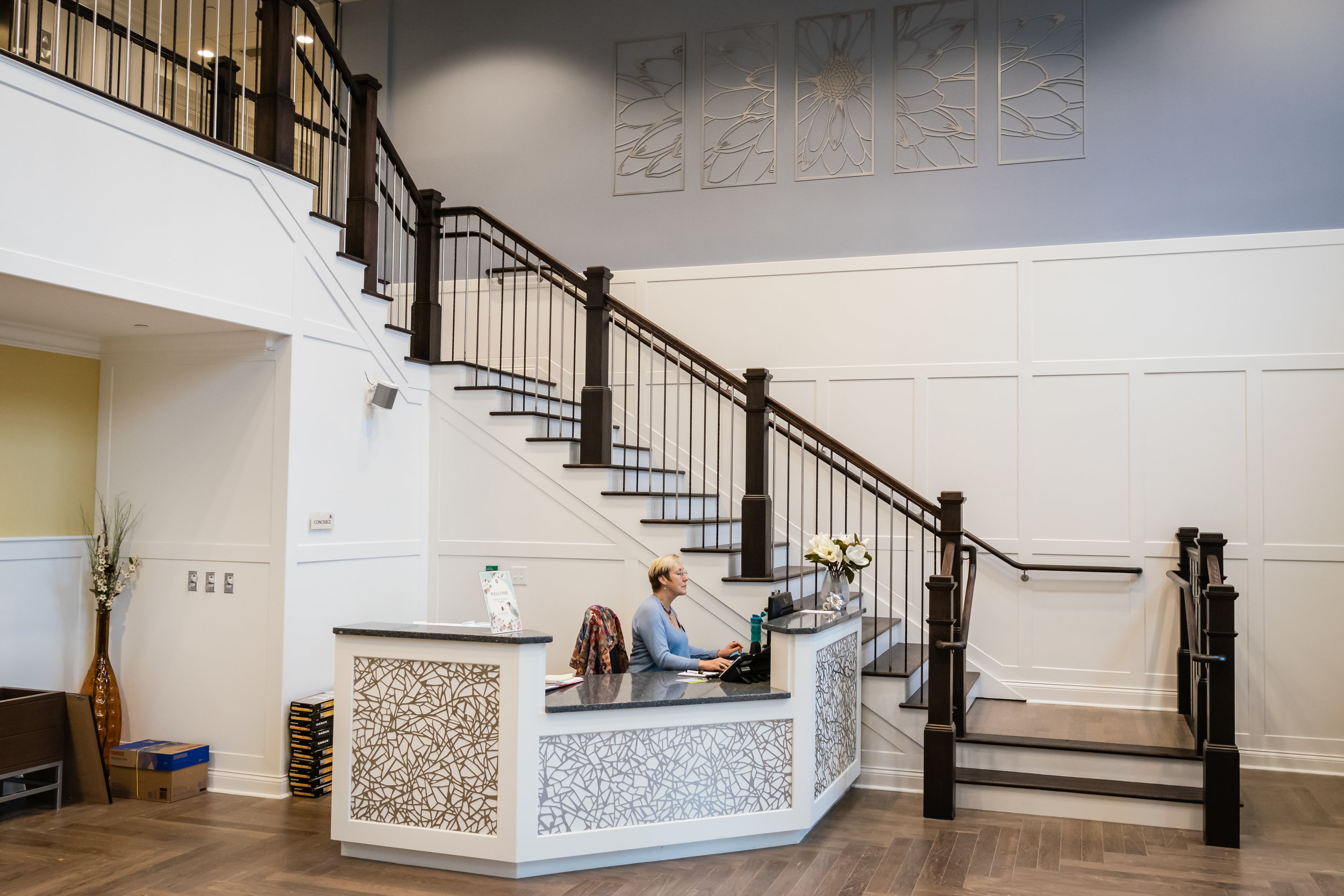 Main Lobby The Chelsea Senior Living Facility Built by March Associates Construction. We build luxury residential buildings.
