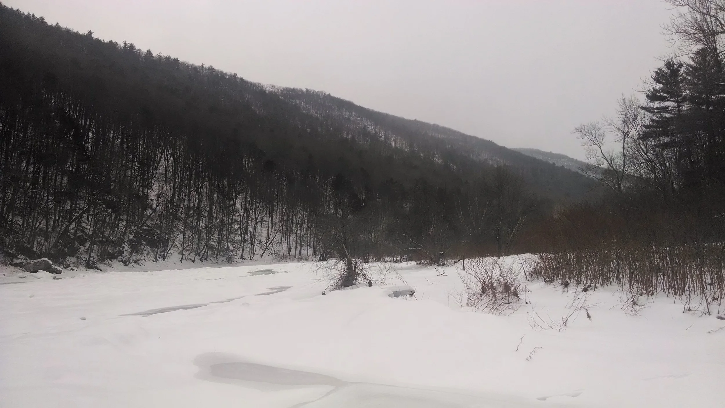 Ramsey Village access area 2-8-14. Pine Creek frozen over.