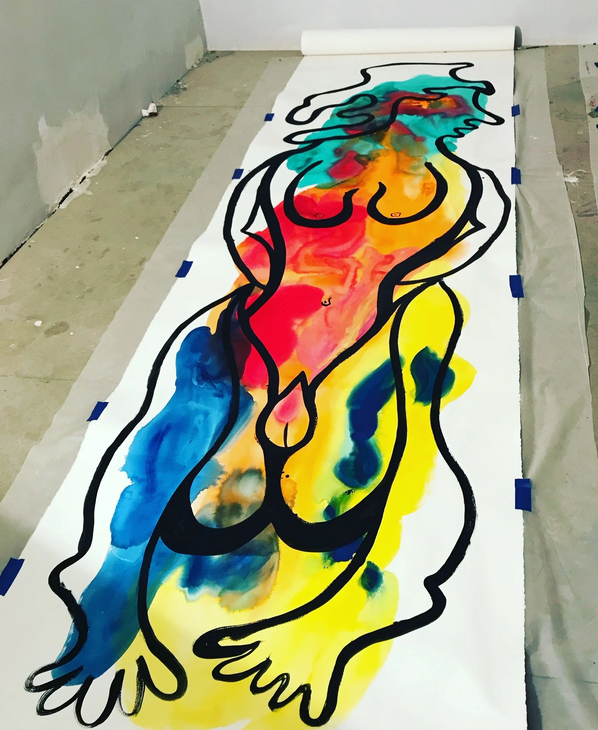 Tied Up (Female)2018Watercolor, Guache144 x 44.5 inches