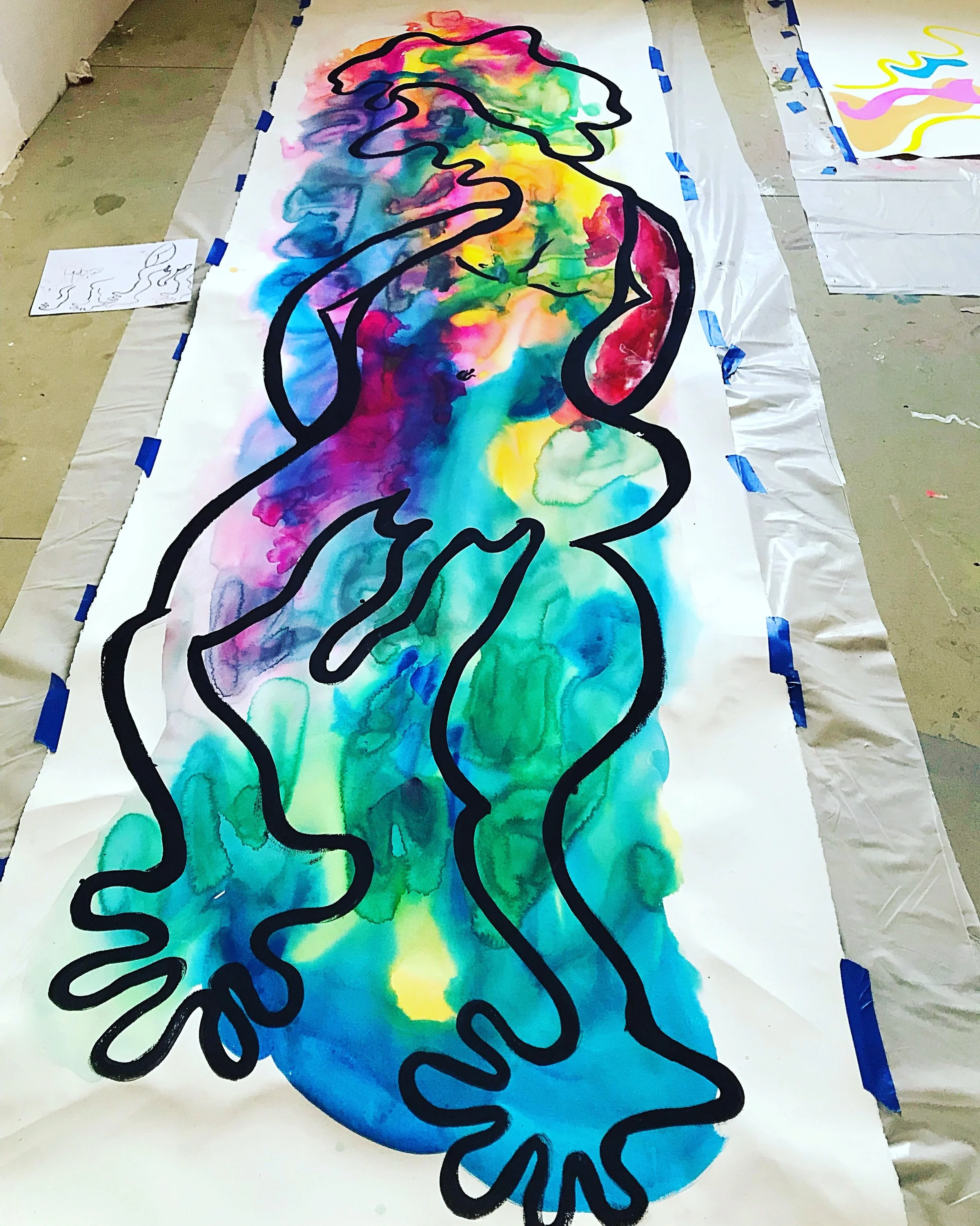 Tied Up (Male)2018Watercolor, Guache144 x 44.5 inches