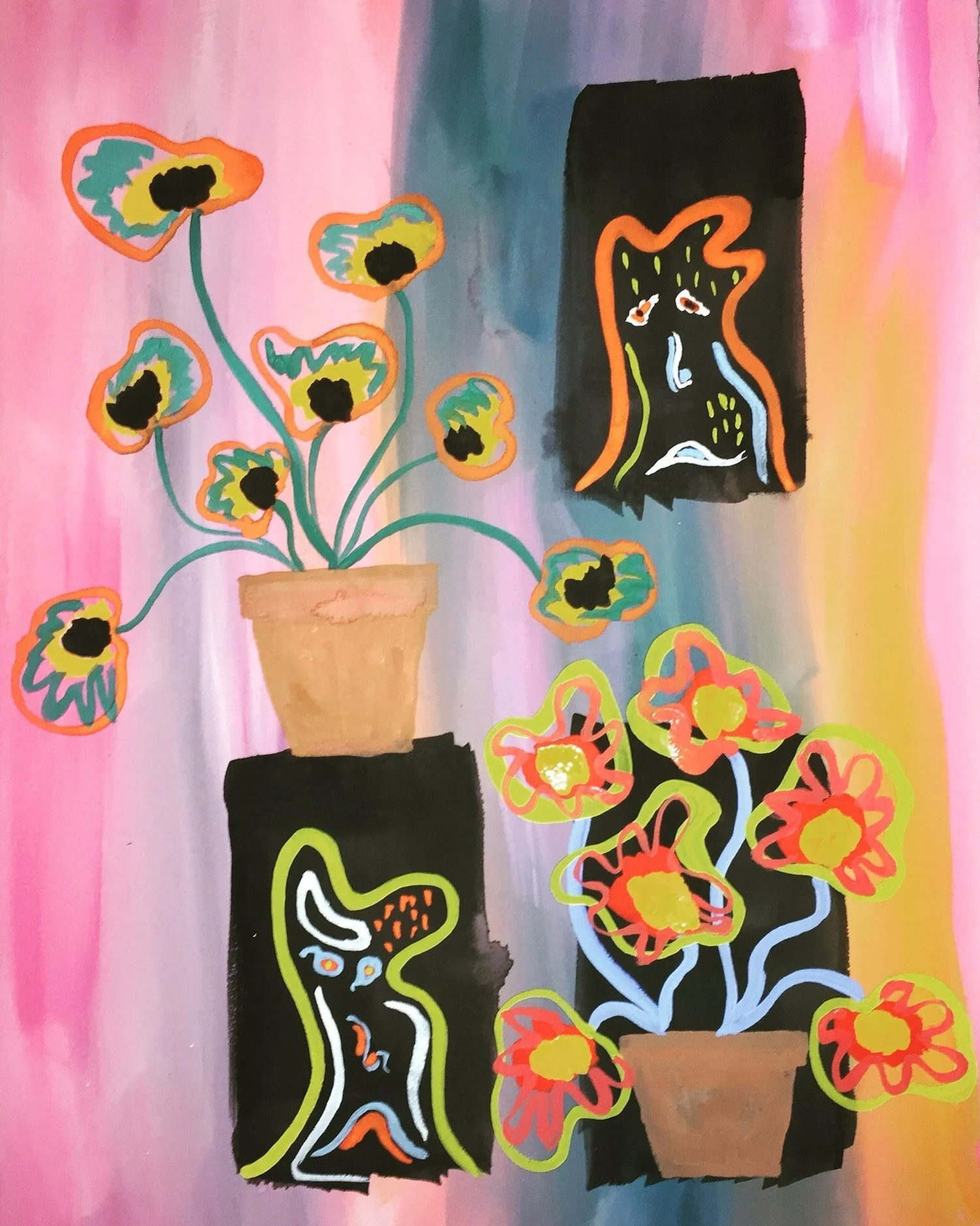 Faces and Flowers2017Watercolor, gouache22 x 30 in