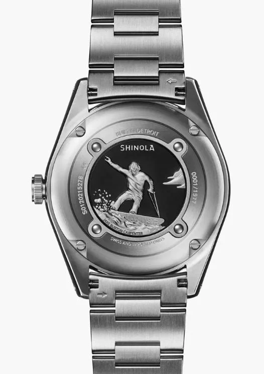 Shinola Great Americans Series Limited-Edition Burton Watch Caseback Design