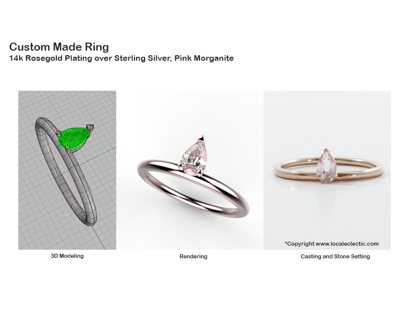 Pear-Shape Solitaire Ring — 14K rose gold plating over sterling silver, pink morganite 
