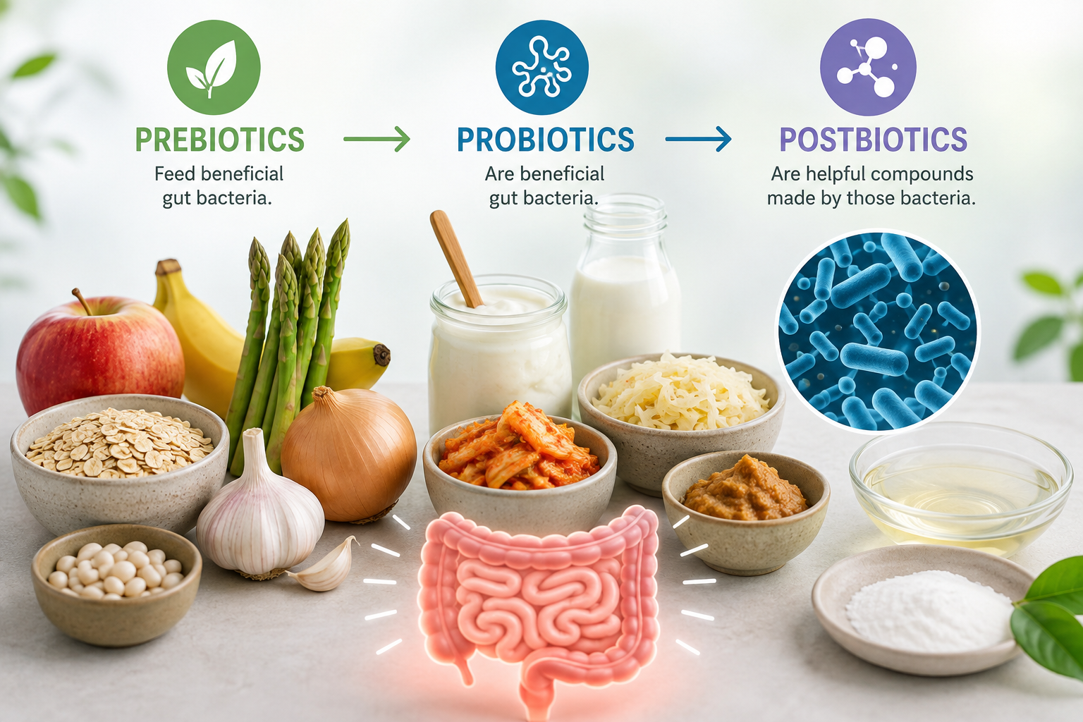 Prebiotics, Probiotics, and Postbiotics: What’s the Difference?
