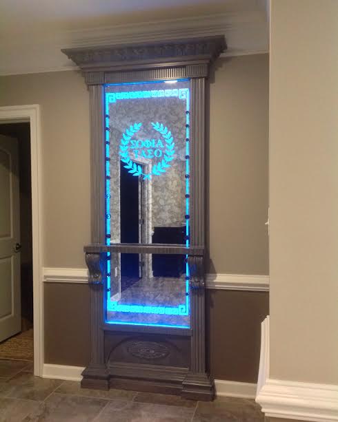 custom made shower door that was converted to a custom made mirror