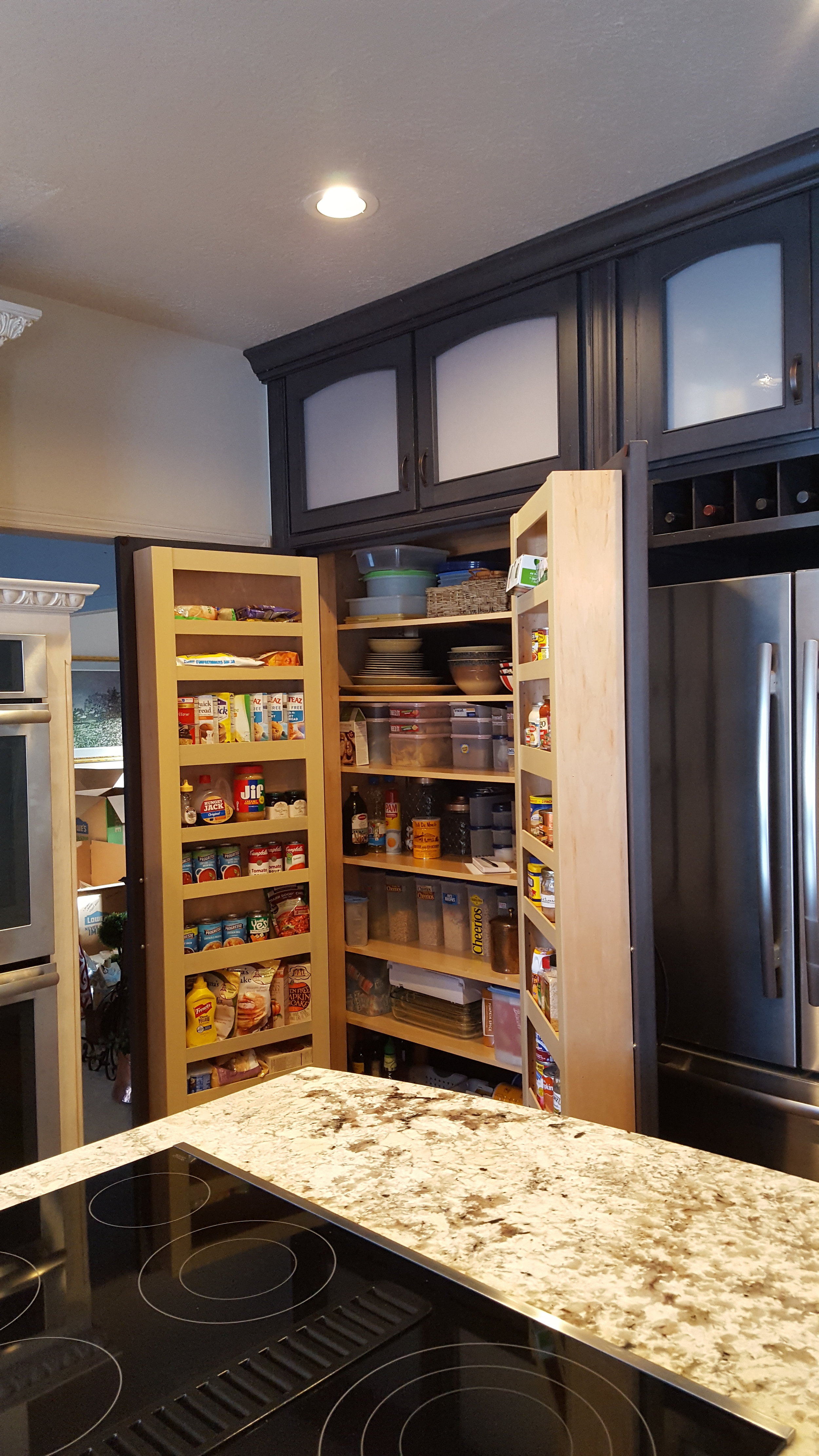 custom made interior storage on pantry doors