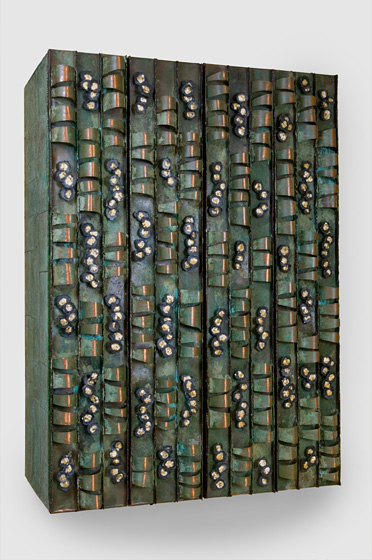 Original Paul Evans verdigris copper loop front cabinet made in 1968.