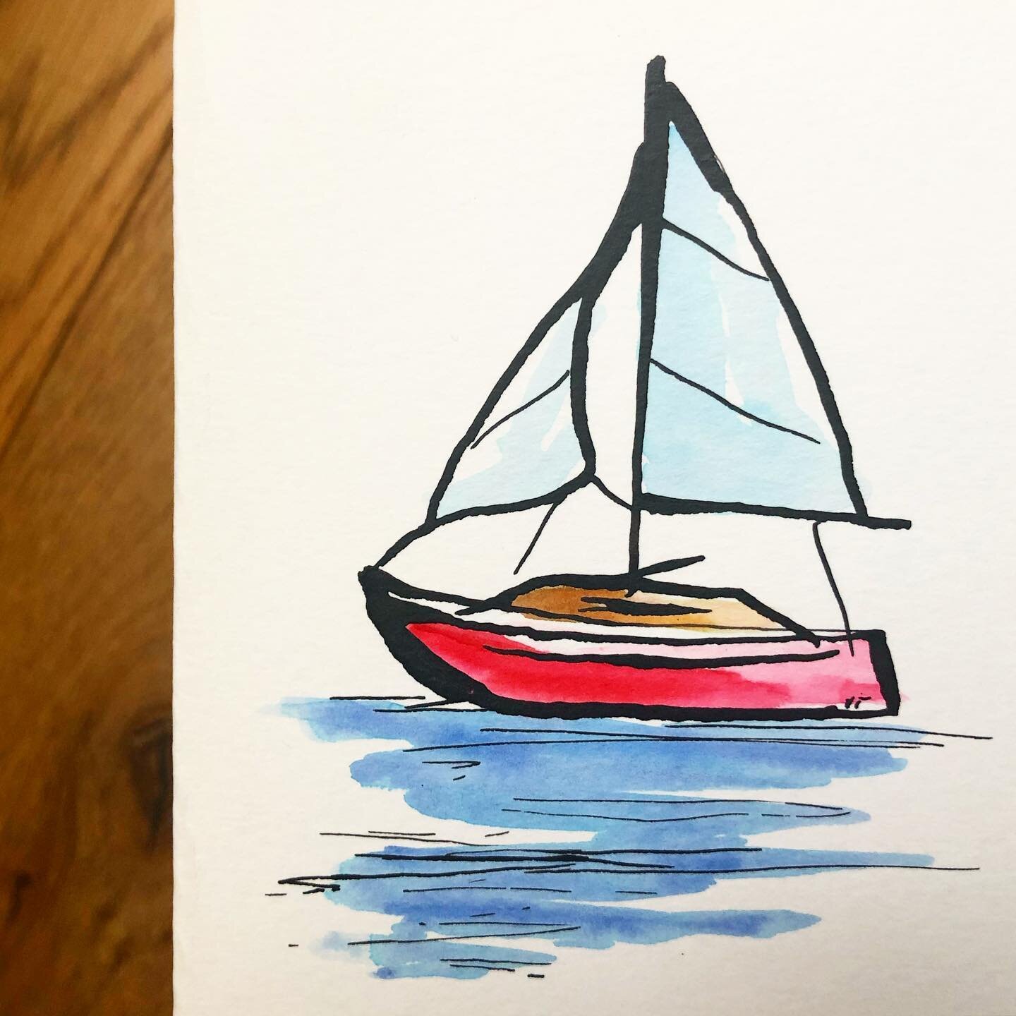 setting sail on the weekend #setsail #sailboat #escape #sailing #illustration #dippen #watercolor #artist #cottontailcards #thinkcreatewrite